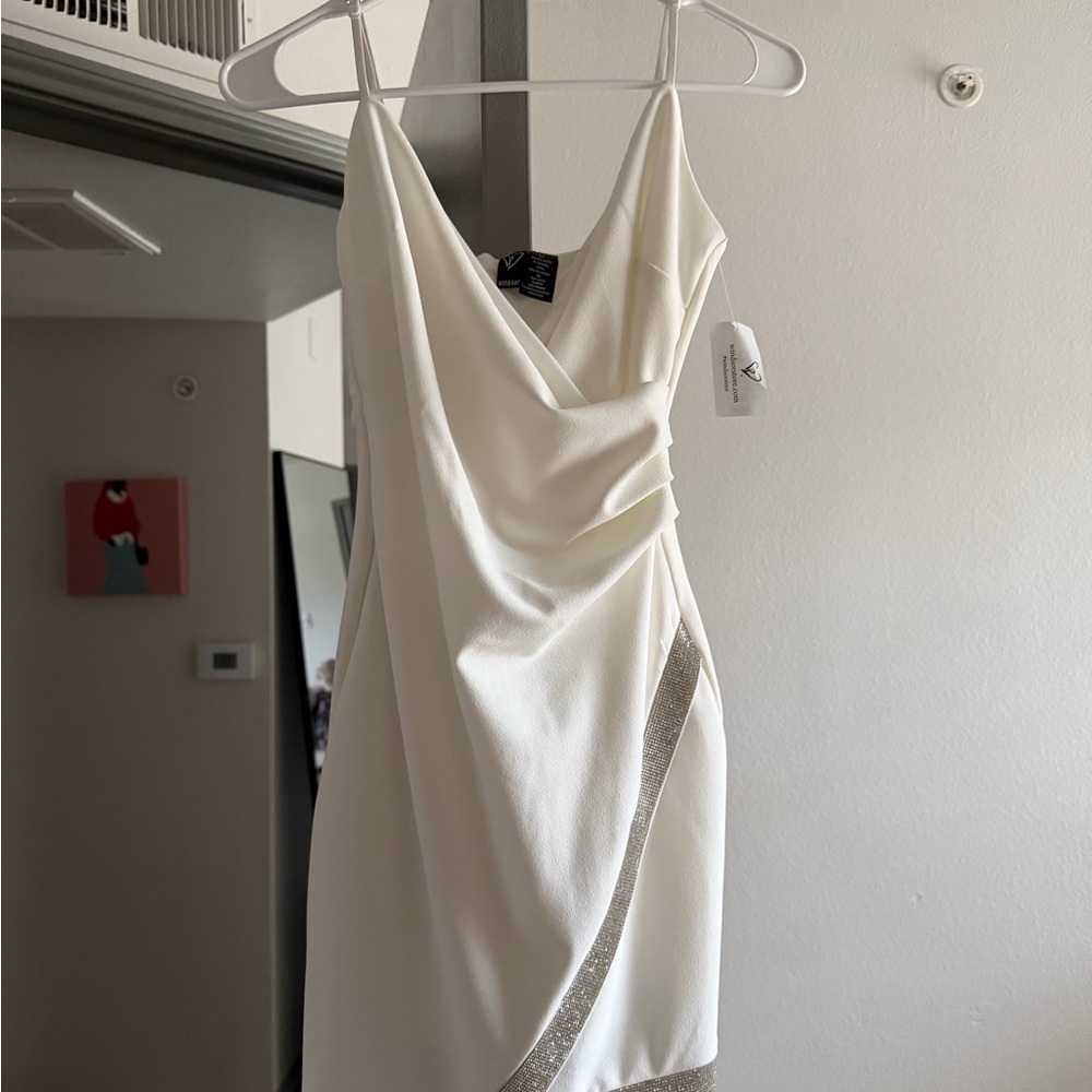 Windsor White Mini Dress with Silver Details